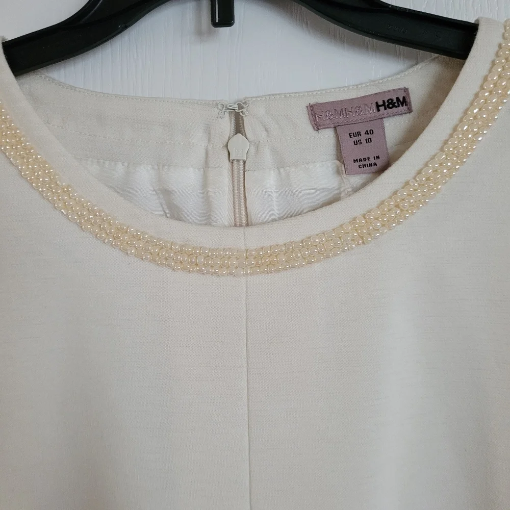H&M cream pearls dress size 10 - Picture 4 of 5